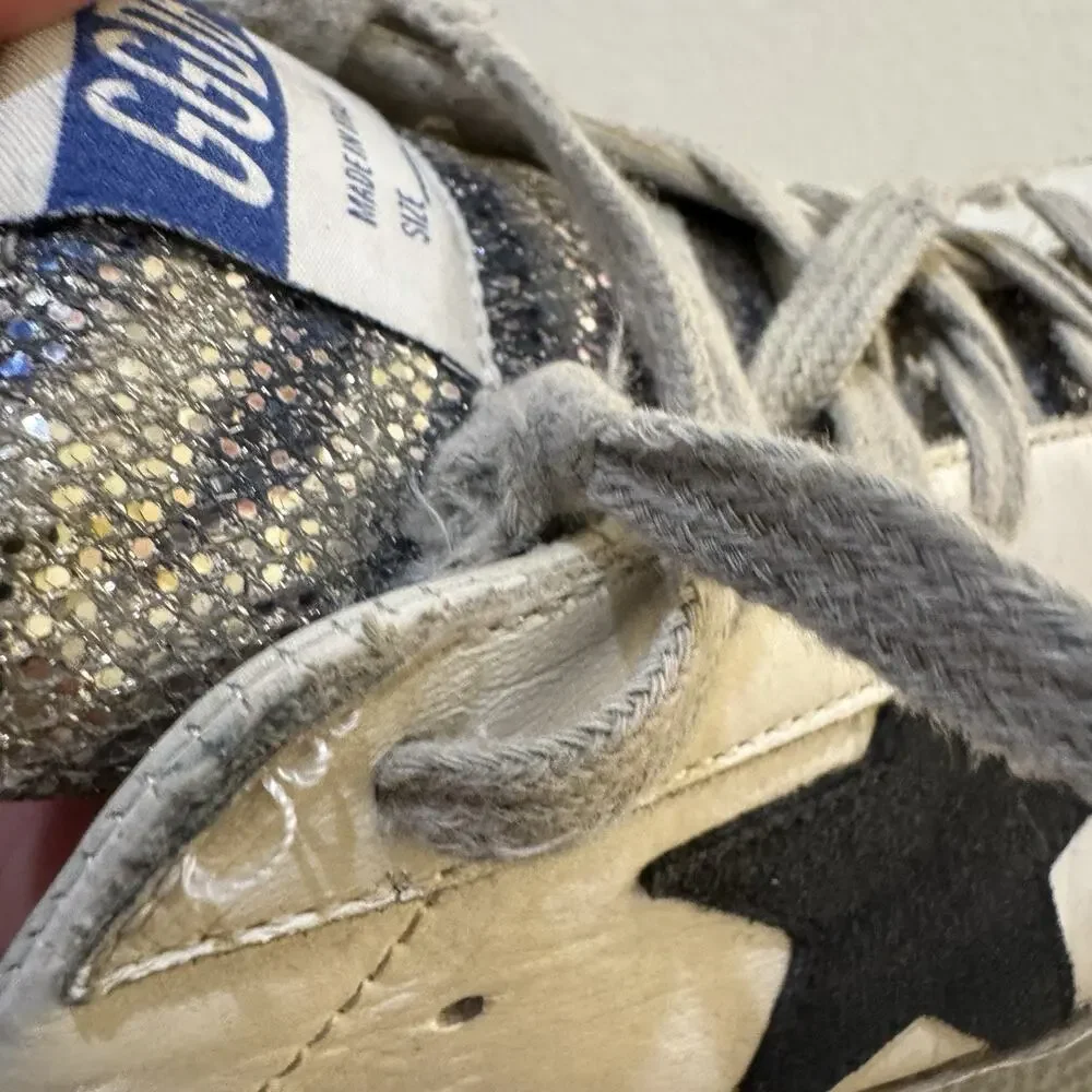 Golden Goose Super-Star Sneakers Glitter Toe Size 38 Italy